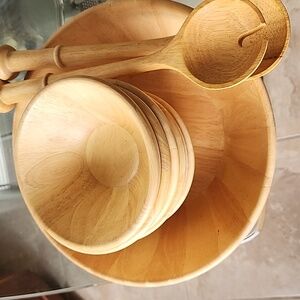 Wooden Salad bowl set of 6 + Large Bowl & Serving set